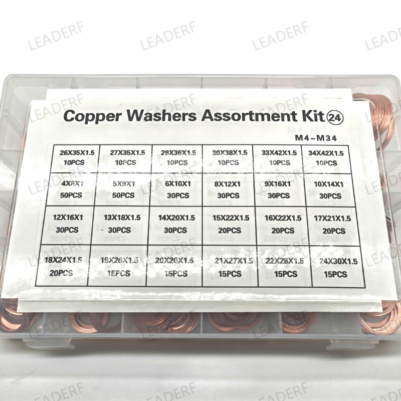 Copper washer kit assortment (24)from M4 to M34