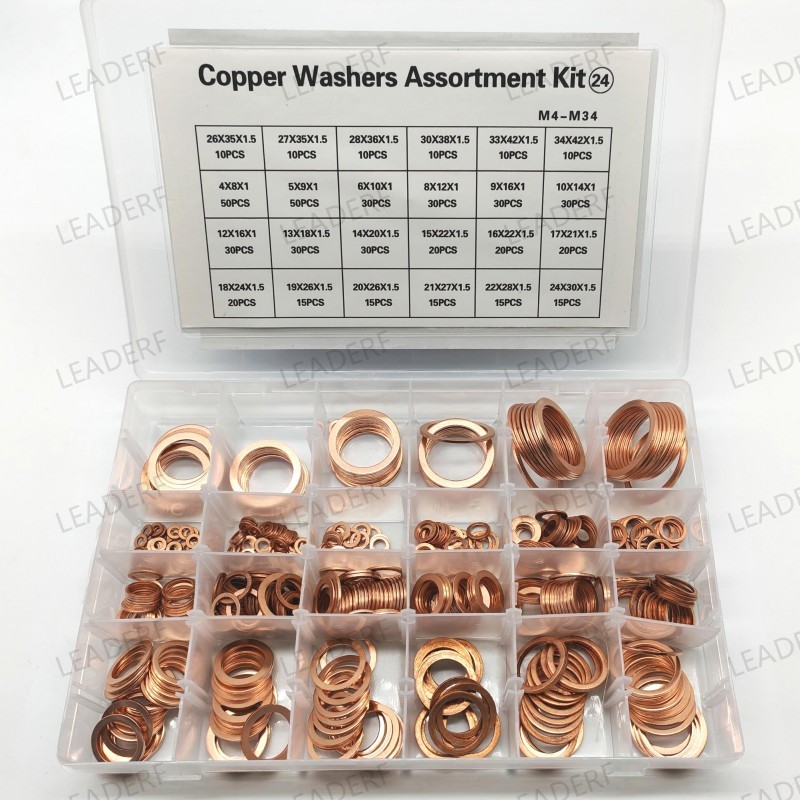 Copper washer kit assortment (24)from M4 to M34