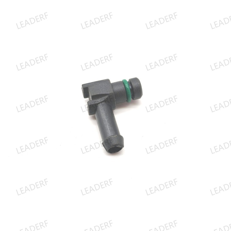 Plastic L injector leakoff connector